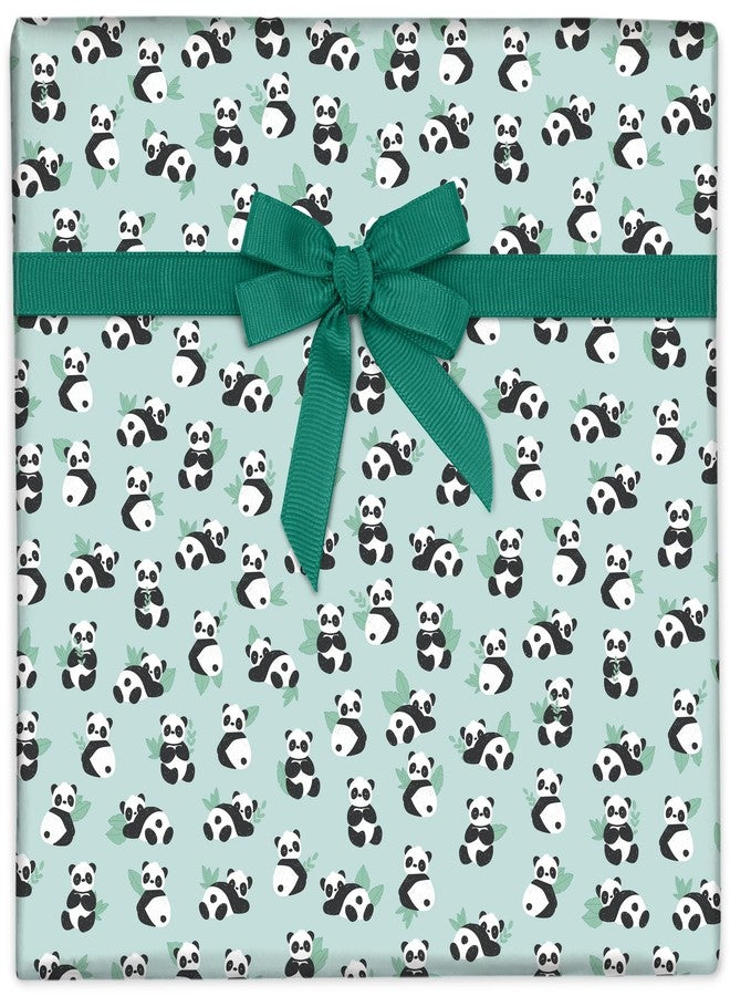 CENTRAL 23 - Green Wrapping Paper - 6 Sheets Gift Wrap - Birthday Pandas - Animals - For Men Women Boys Girls New Baby - Recyclable - Image 1